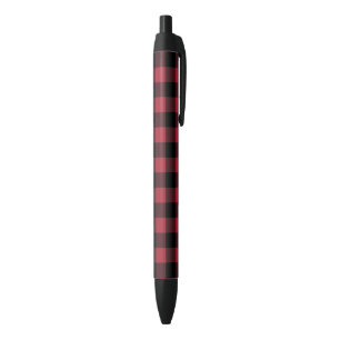 Red Black Buffalo Plaid Flannel Look Black Ink Pen