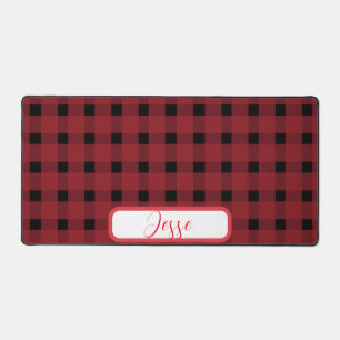 Red Black Buffalo Plaid Gingham  Desk Mat