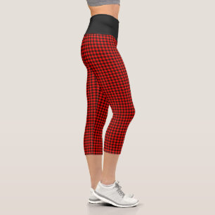 Red Black Buffalo Plaid High Waisted Capris