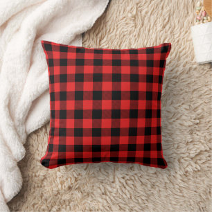 Red Black Buffalo Plaid   Lumberjack Pattern Cushion