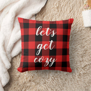 Red Black Buffalo Plaid   Lumberjack Personalised Cushion