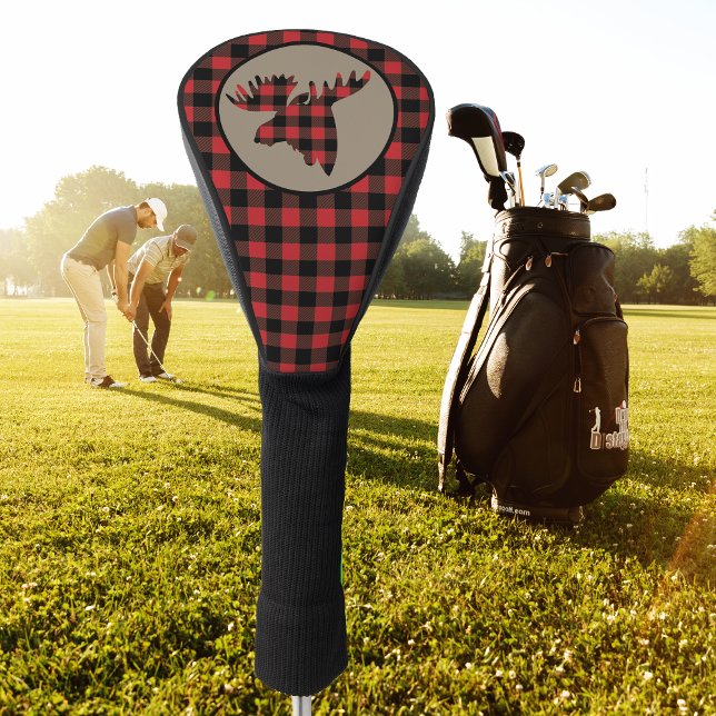 Red Black Buffalo Plaid Moose Head Golf Head Cover (Creator Uploaded)
