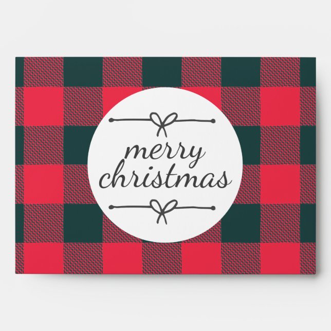 Red Black Buffalo Plaid Pattern Money Card Envelope (Front)