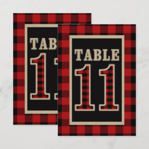 Red & Black Buffalo Plaid Rustic Table Number 11