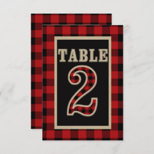 Red & Black Buffalo Plaid Rustic Table Number 2