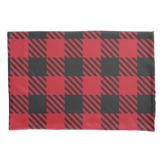 Red Black Buffalo Square Plaid Pattern 1 Pillowcase