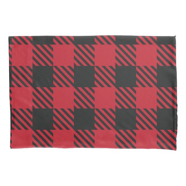 Red Black Buffalo Square Plaid Pattern 1 Pillowcase (Front)