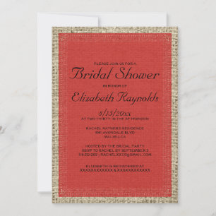 Red & Black Burlap Bridal Shower Invitations