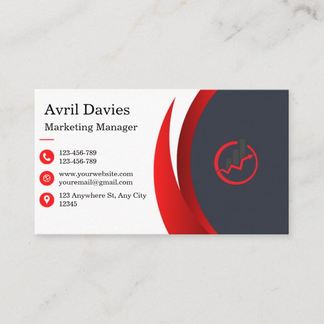 Red Black Business Card (Front)