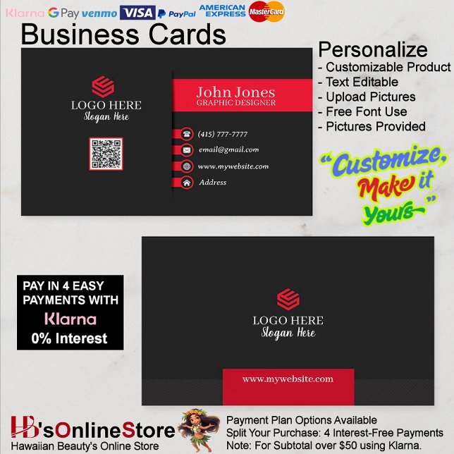 Red & Black Business Cards 7 Pack of 100 (Red & Black Business Cards 7 Pack of 100.)