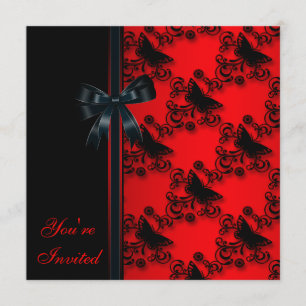 Red Black Butterfly Party Invitation