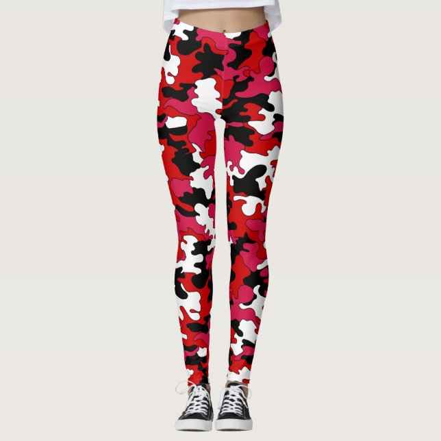 Red & Black Camo Leggings (Front)
