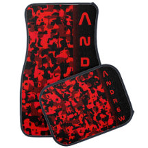 Red Black Camouflage Car Floor Mat