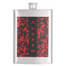 Red Black Camouflage Masculine Flask