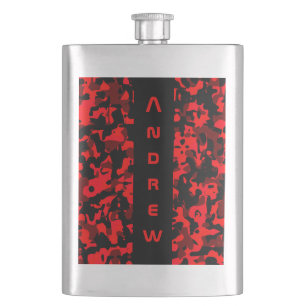 Red Black Camouflage Masculine Flask