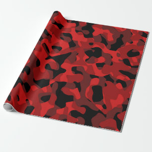 Red Black Camouflage Print Pattern Wrapping Paper