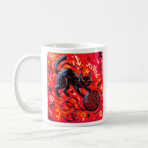 Red Black Cat Coffee Mug