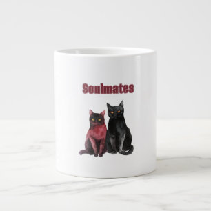 Red Black Cats Soulmates Large Coffee Mug
