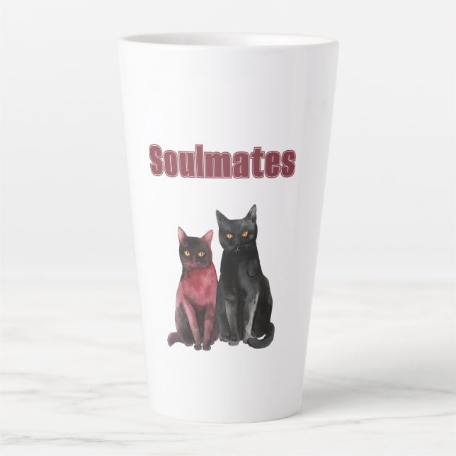 Red Black Cats Soulmates Latte Mug (Front)