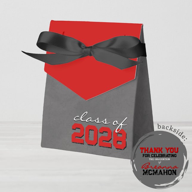 Red & Black Chalkboard Graduation Gift Boxes (Red & Black Chalkboard Graduation Favor Boxes. With Personalization on Back)