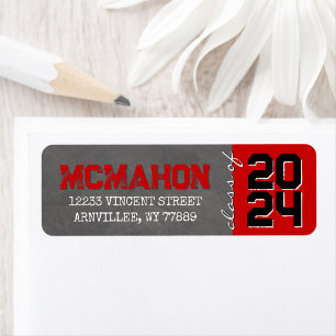Red & Black Chalkboard Graduation Return Address