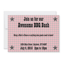 Red Black Check Plaid BBQ Invitation