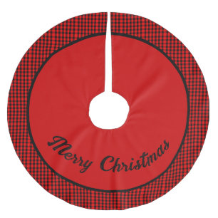 Red & Black checked Personalized Christmas Brushed Polyester Tree Skirt