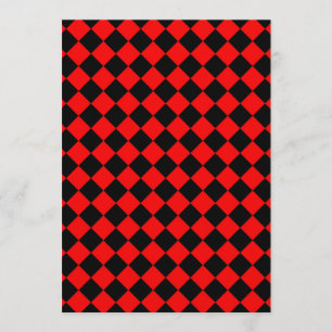 Red Black Checker Diamond Pattern Invitation