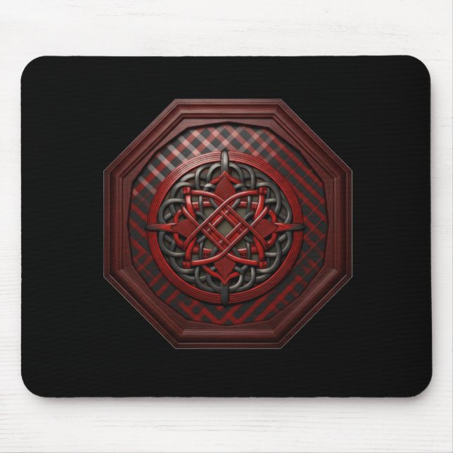 Red & Black Checkerboard Celtic Knot In A Frame    Mouse Mat (Front)