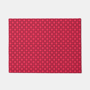 Red Black Checkerboard Doormat