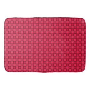 Red Black Chequerboard Bath Mat
