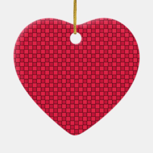 Red Black Chequerboard Ceramic Tree Decoration (Back)