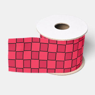 Red Black Chequerboard Grosgrain Ribbon