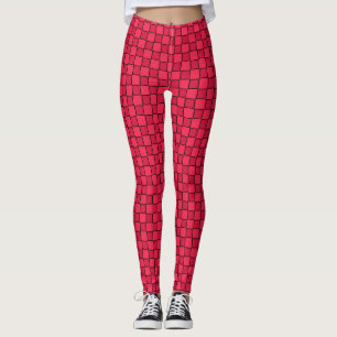 Red Black Chequerboard Leggings
