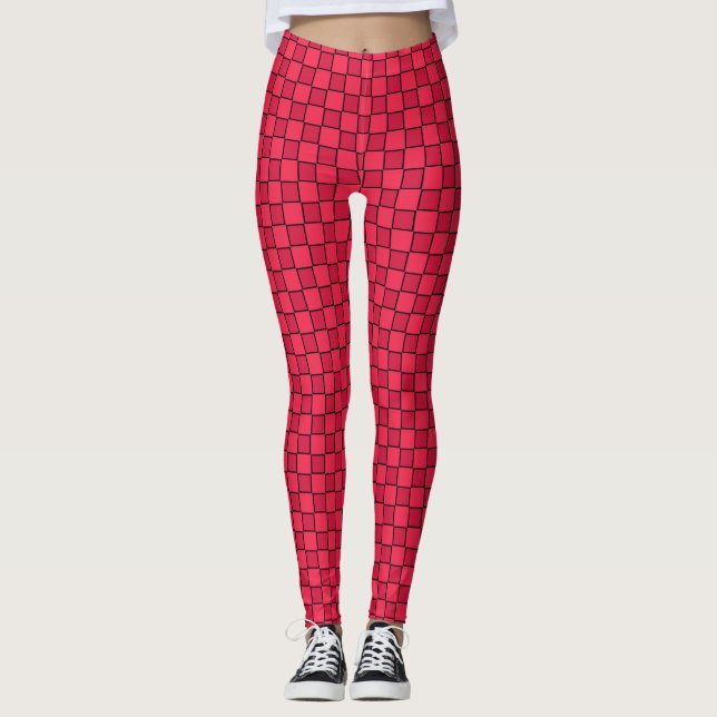 Red Black Chequerboard Leggings (Front)