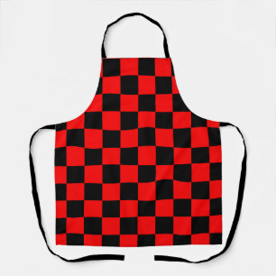 Red Black Chequered Check Pattern Apron