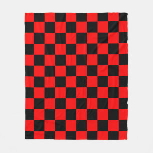 Red Black Chequered Check Pattern Fleece Blanket