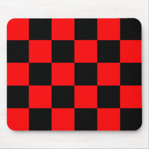 Red Black Chequered Check Pattern Mouse Mat