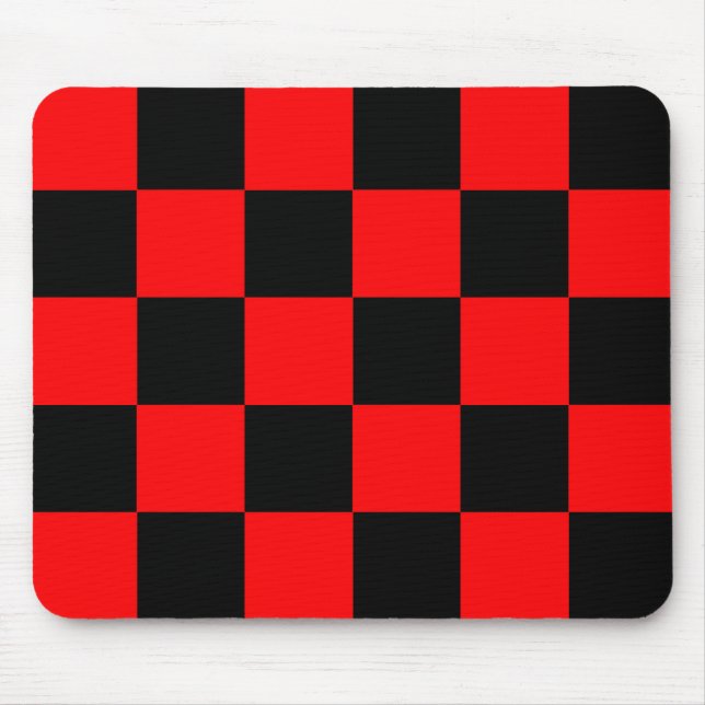 Red Black Chequered Check Pattern Mouse Mat (Front)