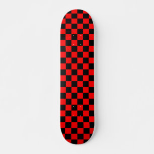 Red Black Chequered Check Pattern Skateboard