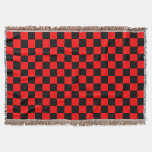 Red Black Chequered Check Pattern Throw Blanket