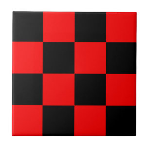 Red Black Chequered Check Pattern Tile
