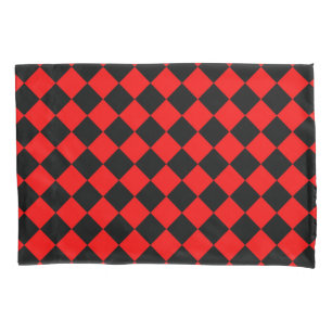 Red Black Chequered Diamond Pattern Pillowcase