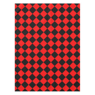 Red Black Chequered Diamond Pattern Tablecloth