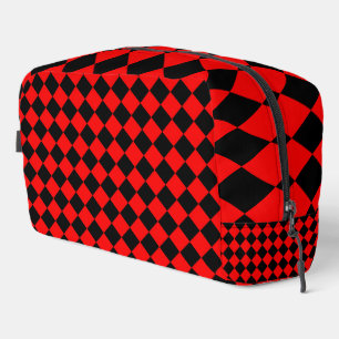Red Black Chequered Diamond Pattern Toiletry Bag