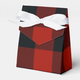 Red & Black Chequered Squares Buffalo Plaid Favour Box
