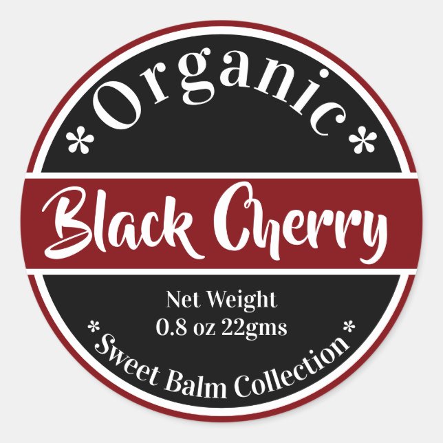 Red Black Cherry White Typography DIY Gift Labels (Front)