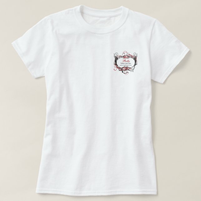 red black  Chic Business promotional Tshirt (Design Front)