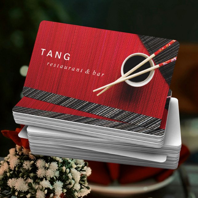 Red Black Chinese Asian Restaurant Chef Catering Business Card (Creator Uploaded)