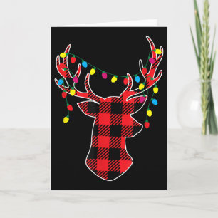 Red Black Christmas Buffalo Plaid Deer Women Men K Card